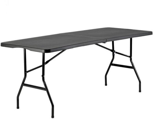 BRASQ Zusammenklappbarer Klapptisch Schwarz - 180x70x74cm- Campingtisch - Klapptisch - Wetterfest - Tisch mit Tragegriff