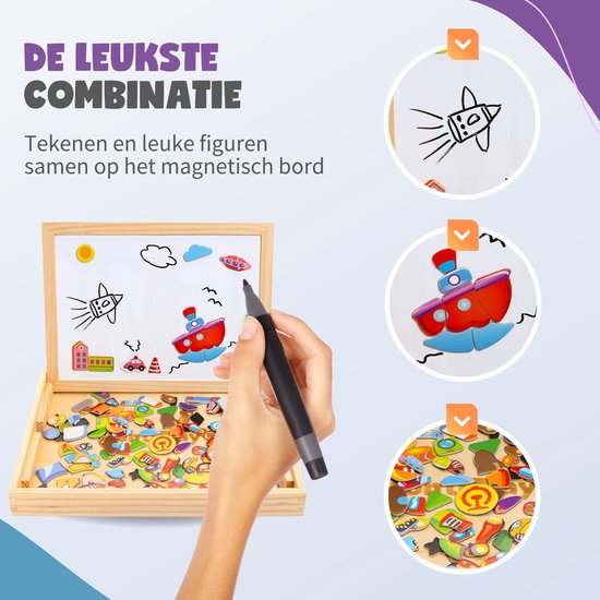 MontiPlay® Magnetspielzeug Fahrzeuge - Magnetbuch - Kreidetafel Kinder - Magnetbuch - Magnetisches Spielzeug - Zeichentafel - Montessori - Sensorik - Busy Board - Spielzeug für unterwegs - Spielzeug für das Auto - Spielzeug für unterwegs