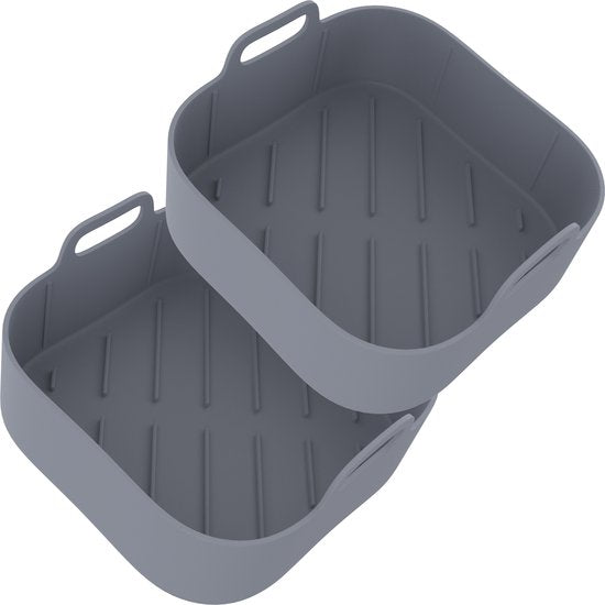 KitchenLove Airfryer Tabletts Silikon XL - 2 Stück - Quadratisch - Backpapier Alternative - Zubehör - BPA frei - 20CM