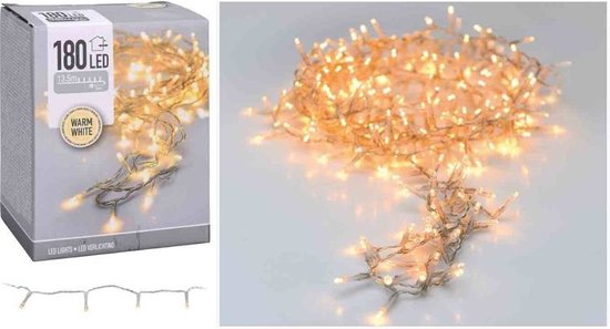 LED-Leuchten - 180 LED - 13,5 Meter - Warmweiß - Transparentes Kabel