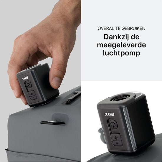 ONYX Aircube™ Vakuumverpackungswürfel - 1 Stück - Inklusive kabelloser Kompressionspumpe - Für Koffer und Taschen - Kofferorganisation - Gepäck- und Rucksackkompression - Grau