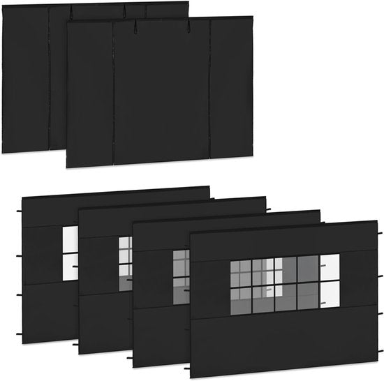 VONROC Seitenwandset - 6x3M - 6 Stück - Für 2 x Premium Partyzelt PT501XX | Schwarz