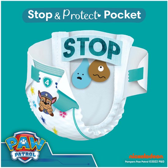 Pampers Baby-Dry Paw Patrol-Edition Größe 4, 222 Windeln, 9 kg–14 kg