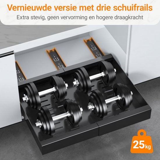 Posity Schublade - Küchenschrank-Organisator - Spülenschrank/Schubladen-Organisator - Innenschublade Küche - Ausziehbar und verstellbar (43-67 cm) - Teleskopisch - Schwarz