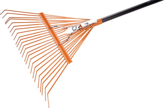 BLACK+DECKER Gartenrechen - 164 x 60 x 3 CM - Mit Komfortgriff - Rückfedernder Rechen - Orange/Schwarz