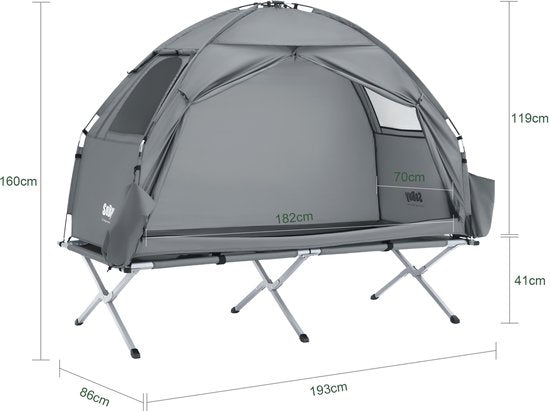 SoBuy OGS32-II-HG Aufblasbares Camping-Zelt - Textil - 193x161cm - Grau