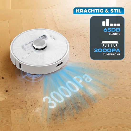 Redkey R10 Staubsaugerroboter mit Wischfunktion - Staubsaugerroboter mit Ladestation - Saugroboter entleert sich automatisch - Staubsaugerroboter - Wischroboter - Weiß