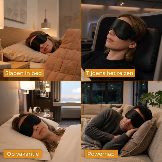 Nuvance Schlafmaske - Seide - Augenmaske - Verstellbar - Atmungsaktives Design - für Männer & Frauen - Schlafmasken