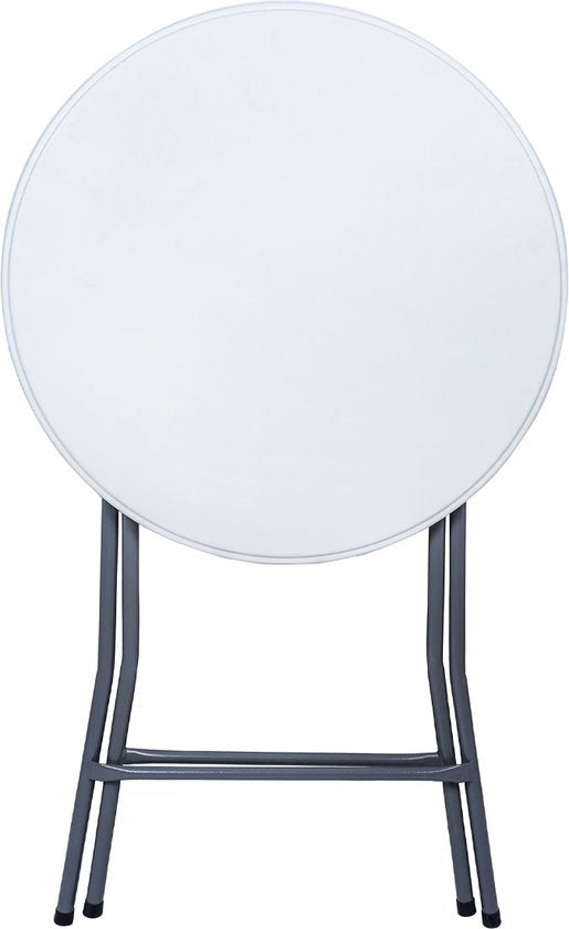BRASQ Bartisch - ø80 x 110 cm - Klappbar - aus Kunststoff und Metall - Innen- und Außenbereich - Weiß/Grau