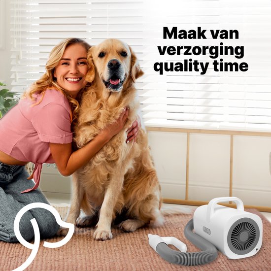Jake and Jacky Professioneller Hundehaartrockner - Wassergebläse für Hunde - mit 4 Aufsätzen - Hundetrockner - Leises Design