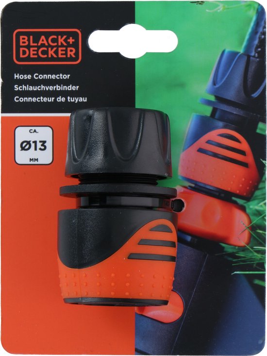 BLACK+DECKER Gartenschlauch-Kupplung 1/2'' - Gartenschläuche ⌀13mm - Kunststoff - Schwarz/Orange