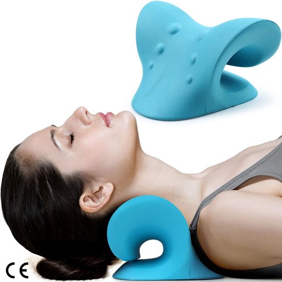 Merkloos Ergonomisches Nackenkissen - Unterstützung der Halswirbelsäule - Chiropraktik Kissen für Entspannung und Komfort - Blau