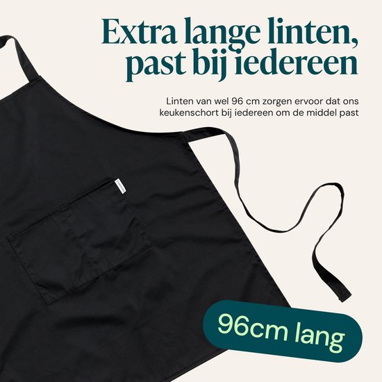 Castagnola Küchenschürze - Wasser- und schmutzabweisend - Professionelle Kochschürze - Schürze für Frauen und Männer - Catering-Schürze - Unisex - Verstellbare Schnalle - Extra große Fächer - Schwarz