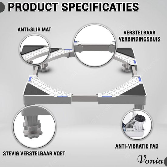 Vonia Waschmaschinen-Steigerer - Universal-Steigerer für Weißwaren - einstellbar - 300 KG