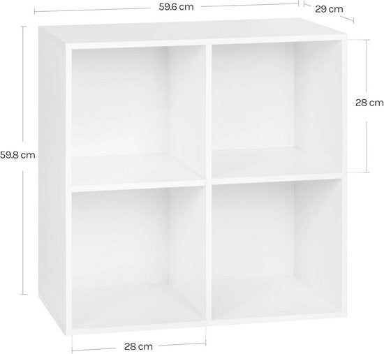 Bücherregal Bücherregal - 70 x 70 x 34 cm - 4 Fächer - weiß - multifunktional