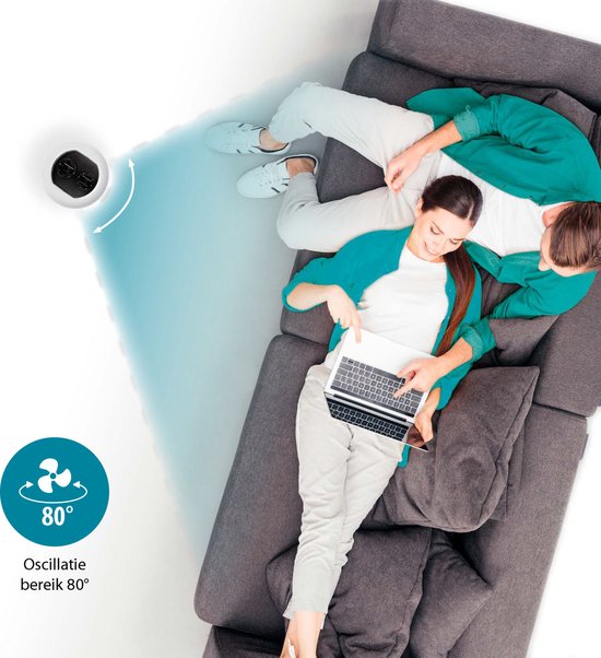 Turmventilator 79 cm - 3 Geschwindigkeiten - Timerfunktion - Oszillierend - Leise & Kompakt - Tristar VE-5806 - Weiß