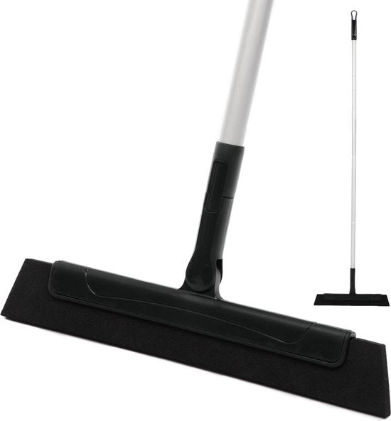 CLEANLY Bodenwischer mit Griff 130 cm - Bodenwischer Bad und Wischer Dusche - Duschwischer - Wasserabstreifer - Breite 34 cm - Schwarz, Grau