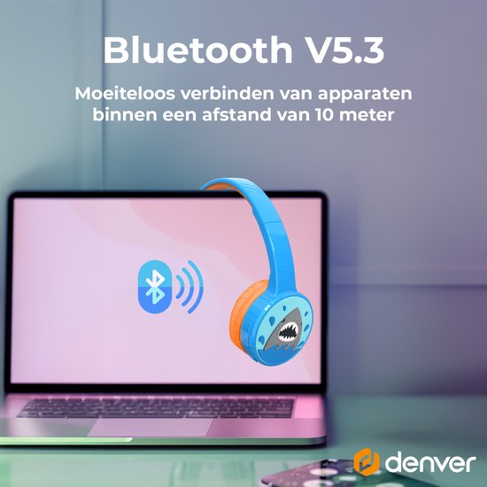 Denver Kopfhörer Kinder - Bluetooth - Drahtlos - bis zu 85db - Kinderkopfhörer - integriertes Mikrofon - BTH107BU