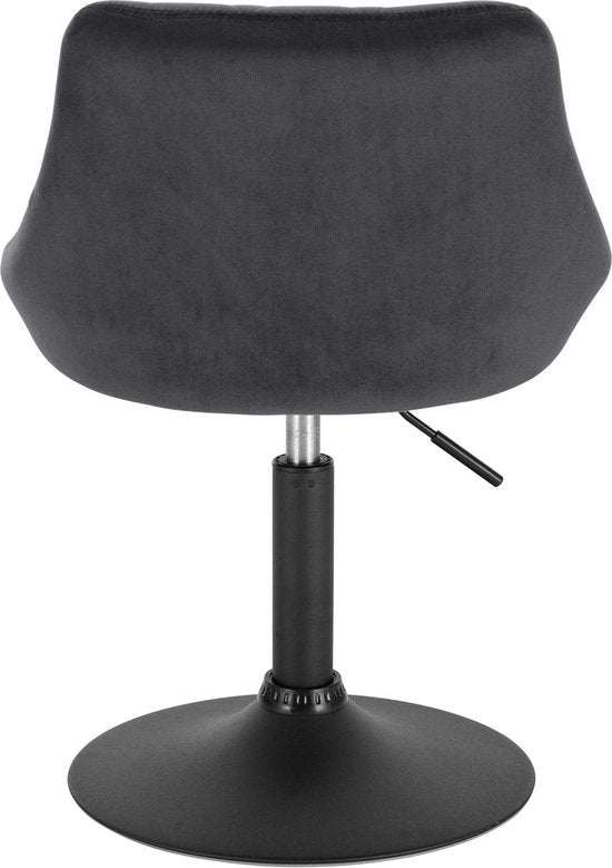 Rootz Velvet Barstool - Counter Chair - Verstellbarer Sitz - Drehhocker - Lounge Sessel - Gepolsterter Hocker - Küchenstuhl - Dunkelgrau - 22.0x19.3x15.7 inches