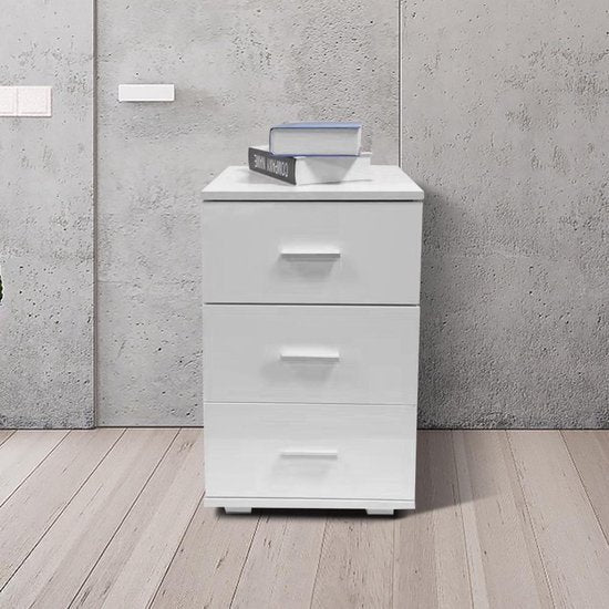 Nachttisch Dielenschrank 3 Schubladen 63 cm hoch weiß