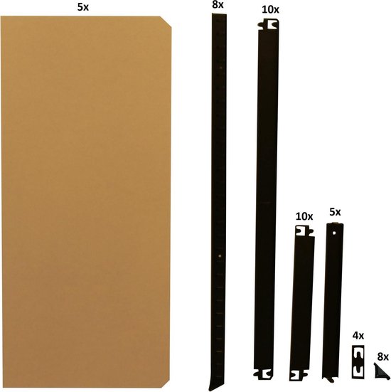 ERRO Rack - 5 Fachböden - 40x90x180 cm - 175 kg - Schwarz
