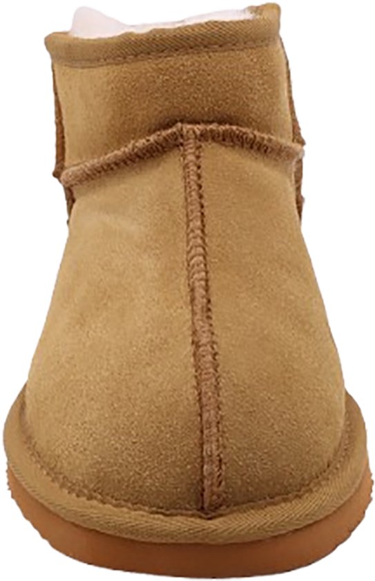Alpacas Footwear - Damen - Kurzstiefel aus echtem Wildleder mit cooler Naht - Gefüttert mit 100% weicher Lammwolle - Kastanie - 36