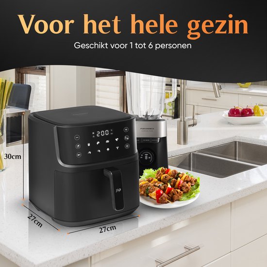 JAP Appliances Ascension - Airfryer XL - Heißluftfritteuse XXL - 2000W - 7,6L Kapazität - 60ºC bis 200ºC - Schwarz