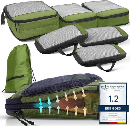 Packwürfel mit Kompression für Koffer und Rucksack inkl. Packsack, Olive Odyssey - Grün