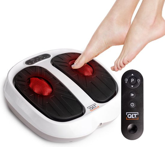 QLT VibroPulse Pro Bein- und Fußmassagegerät - Shiatsu-Massagegerät mit 10 Programmen und 20 Geschwindigkeiten - Sofortige Schmerzlinderung - Weiß
