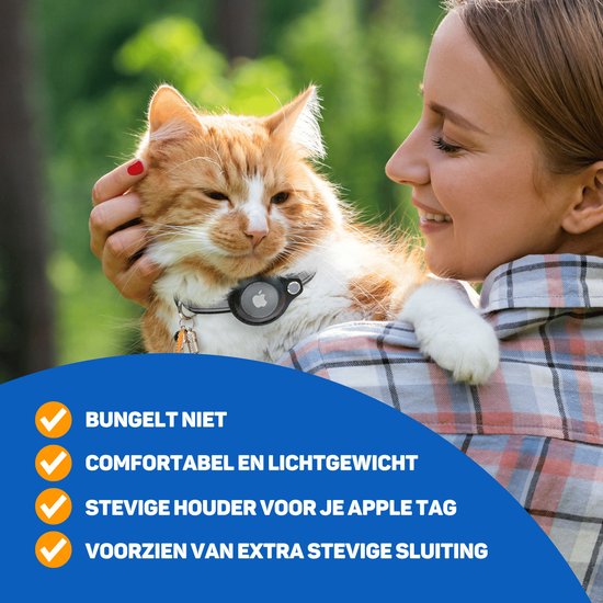 Vulpes Goods® Pets - Katzenhalsband geeignet für Apple AirTag - Apple Airtag Cat Collar Pro - Sicher, leicht, reflektierend & komfortabel - Kratzfest und wasserabweisend - Inkl. 3 Zubehörteile - 23.5-30.5 CM - S