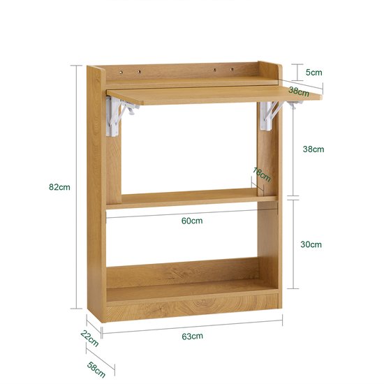 SoBuy FWT92-N Klappbarer Schreibtisch - Holzverbundstoff, 63x82x20cm