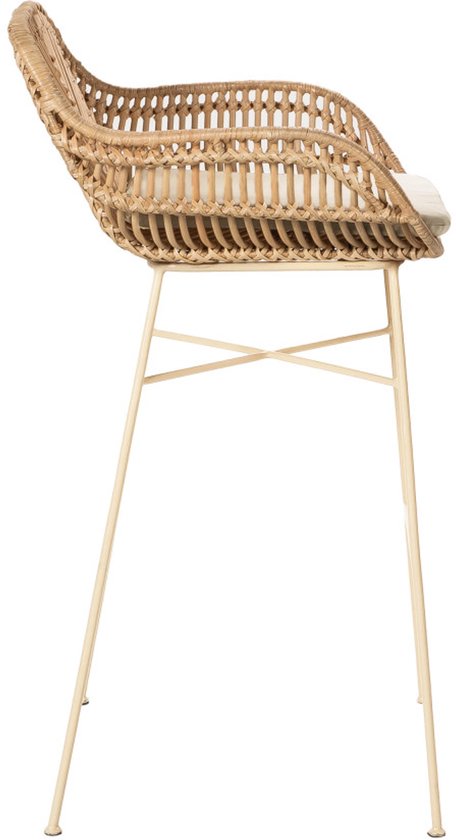 Nunuhai – Set aus 2 Rattan-Barhockern mit beigen Beinen, Höhe 68 cm