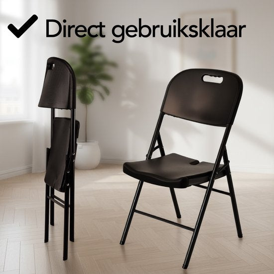 Brixy Klappstühle - 4er-Set - Klappstuhl-Set - Heavy Duty - Wetterfest - Klappstühle - 47 x 54 x 87 CM - Schwarz