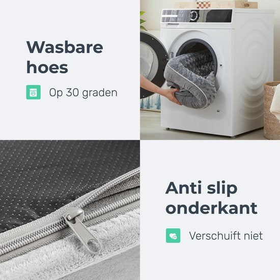 Orthopädisches Hundekissen XL - Orthopädischer Hundekorb - Bett - Bank - Waschbar - Hundebett - Panier Chien - Grau - Dutchwide