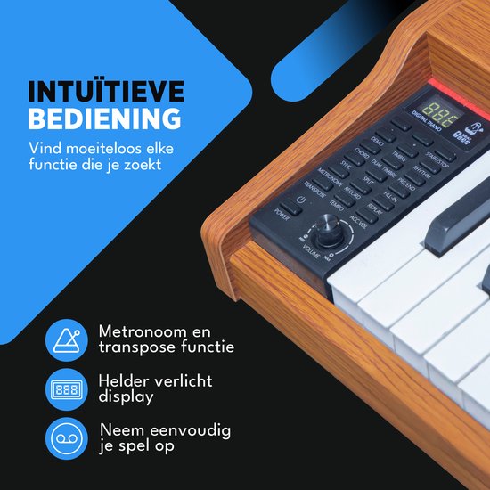 Finesse Digital Piano - 88 gewichtete Tasten - mit Pedalen & Hocker - Keyboard Piano - Electric Piano - Erwachsene & Kinder