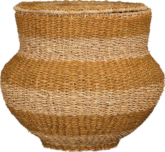 Mica Decorations Tacoma Aufbewahrungskorb mit Deckel - H48 x Ø55 cm - Jute - Gelb