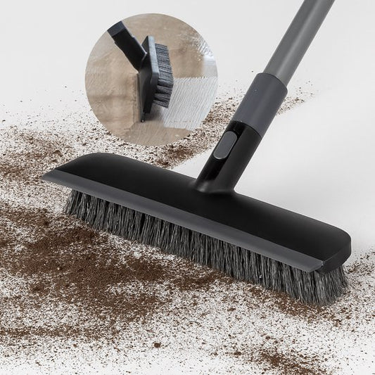 CLEANLY Schrubber und Bodenwischer mit Stiel - Reinigungsbürste - Schrubber - Schrubber mit Stiel - Schrubber - Wischer - Verstellbar 116-144 cm - Breite 30,5 cm - Schwarz, Grau