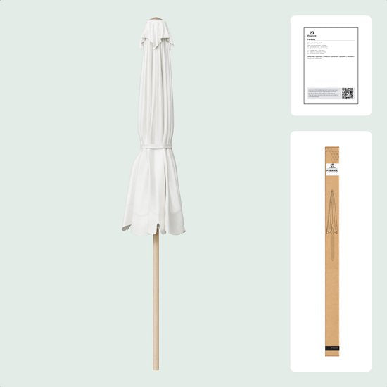 LifeGoods Sonnenschirm - Garten - Balkon Sonnenschirm - 200x125cm - 30° neigbar - Wasserdicht - UPF50+ - Holzbeschichtung - Creme