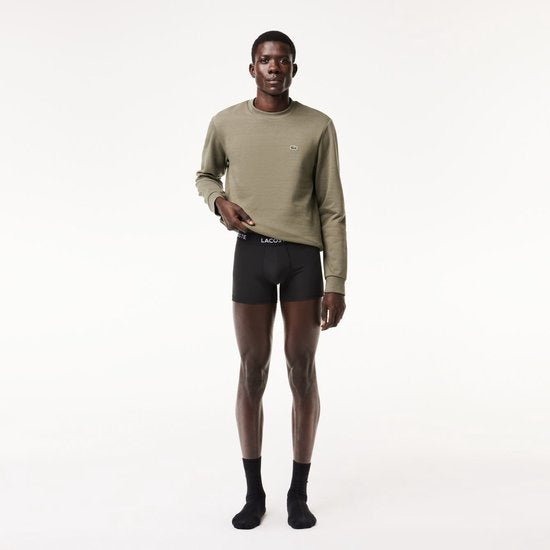 Lacoste Herren 3P Mikrofaser-Boxershorts, Basic, schwarz