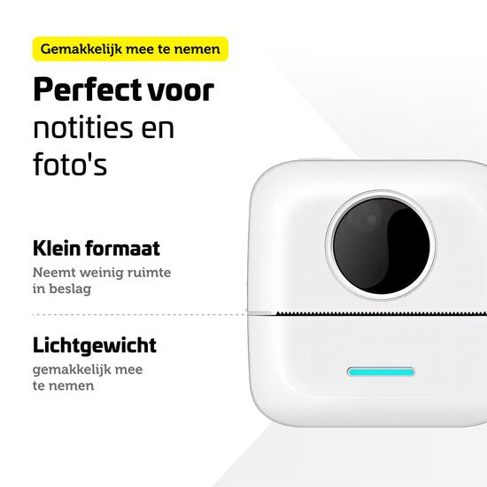 Garpex® Mini-Drucker für das Handy - Taschendrucker - Premium Mini-Fotodrucker - Tragbarer Smartphone-Drucker - Mobiler Fotodrucker - Stickerdrucker - Weiß - Inkl. 5 Rollen Klebepapier + 5 Rollen weißes Papier + 3 Rollen farbiges Papier + 5 Stifte