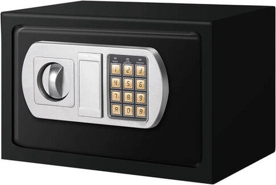 BRASQ Elektrischer Safe Schwarz - 31x20x20 cm - Zahlenschloss - inkl. Befestigungsmaterial - Spardose - Geldschrank - Spardose mit Zahlenschloss