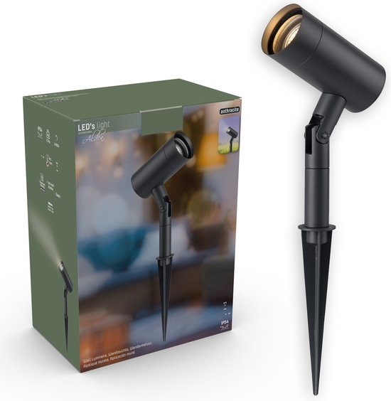 LED's Light LED Gartenstrahler mit Erdspieß - Drehbar - Alden GU10 - Anthrazit - Gartenleuchten - Stechstrahler - Stechstrahler im Freien - Gartenstrahler - Gartenstrahler
