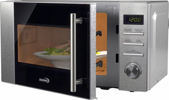 Hanseatic AG820CXC-PM 564196 Kompakter Mikrowellenherd mit Grill - 20L - 800W - Edelstahl