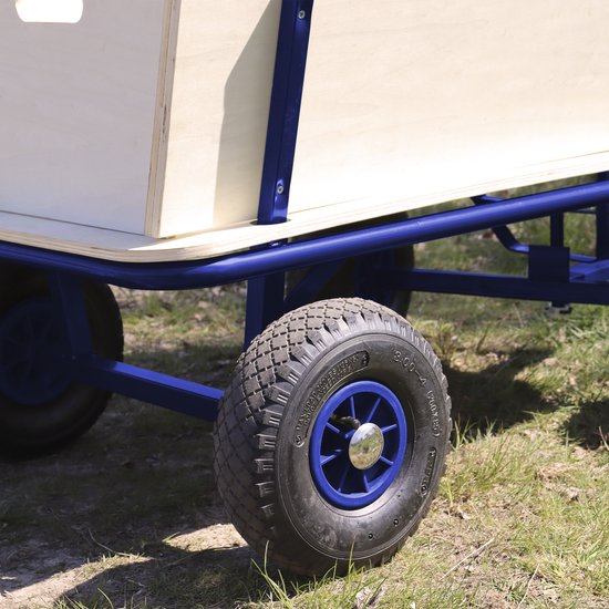 Sunny Billy Beach Wagon Wagon Blau - Blankes Holz - Wagen mit Luftreifen - 94x61x97cm