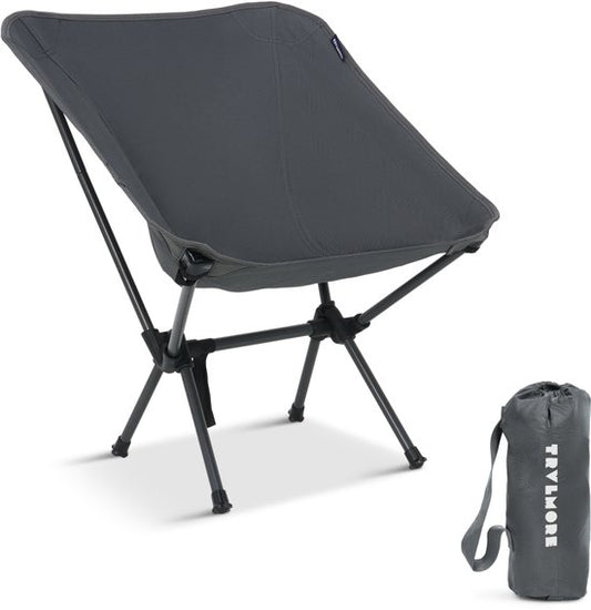 TRVLMORE Campingstuhl - faltbar - 100KG Tragkraft - Inkl. Tragetasche - Klappstuhl - Angelstuhl - Campingstuhl - Klappstuhl - Grau