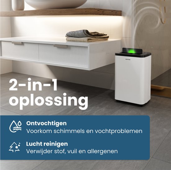 Auronic Luftentfeuchter - Compact Pro Plus - 12L - Schlafzimmer, Badezimmer, Wohnzimmer und Büro - Luftbefeuchter für Innenräume - Weiß