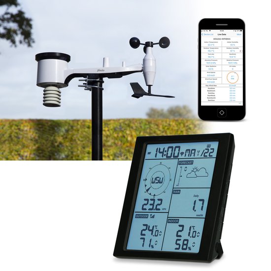 Alecto WS5200 - Professionelle WiFi-Wetterstation mit Außensensor - App-Steuerung - 6-in-1