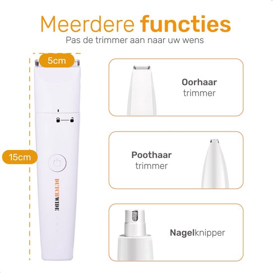 Dutchwide - Schermaschine für Hunde und Katzen - Für dickes Fell - Leise - Kabellos - Trimmer - weiß