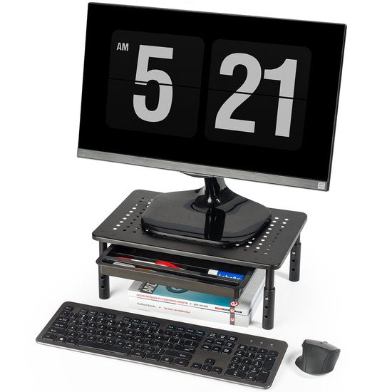 Auronic Monitorständer - Monitorträger - Bildschirmträger - Verstellbar - 37 x 23,5 x 10 cm - Metall - Schwarz