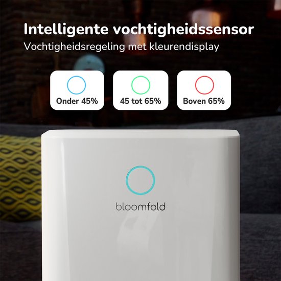 Bloomfold Luftentfeuchter - 10L pro Tag - Wohnzimmer, Schlafzimmer, Keller & Badezimmer - Luftentfeuchter - Weiß